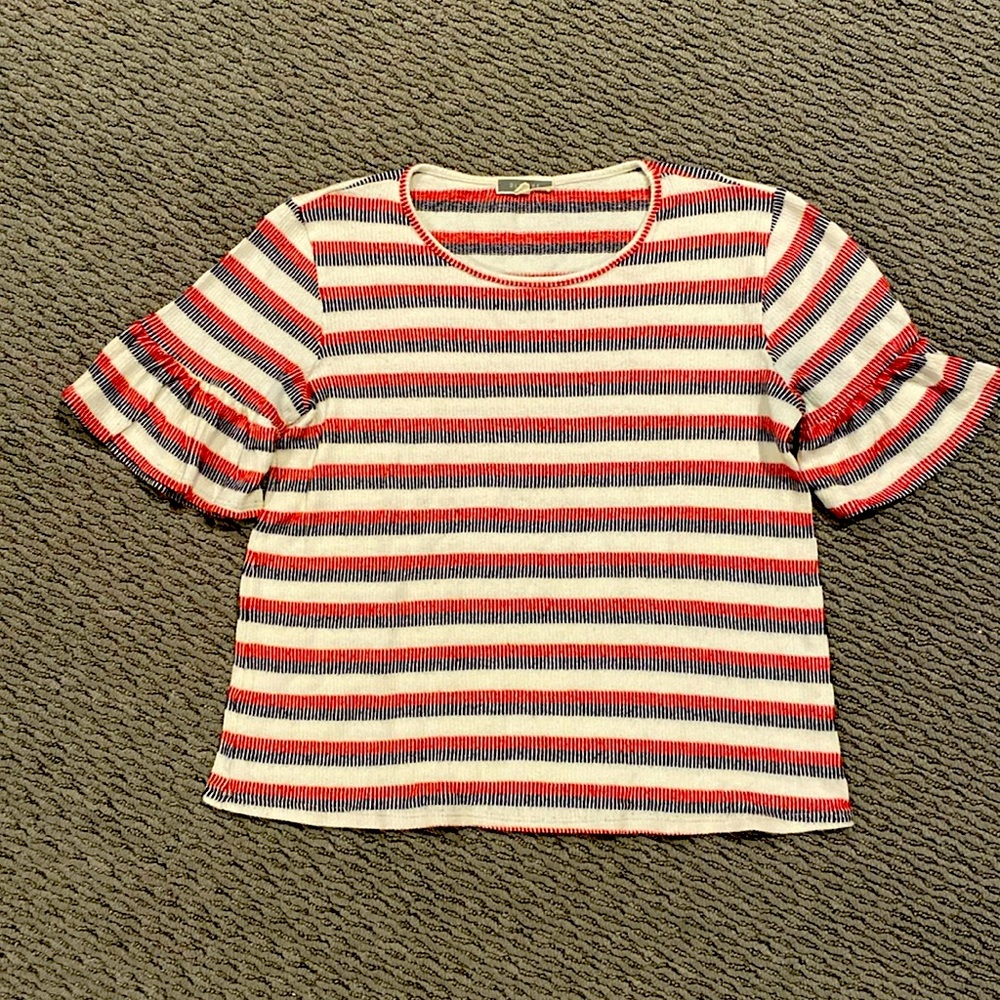 PLEIONE Red, white and blue knit top